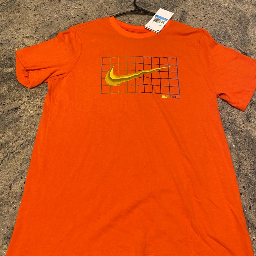 Nike Men's Orange Tee with Graphic Logo